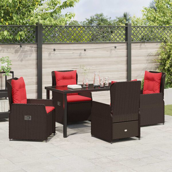 vidaXL Set da Pranzo per Giardino 5 pcs Marrone Poly Rattan