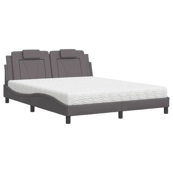 vidaXL Letto Viana con Materasso Grigio 160x200 cm in Similpelle