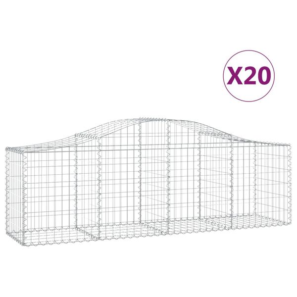 vidaXL Cesti Gabbioni ad Arco 20 pz 200x50x60/80 cm Ferro Zincato