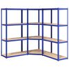 vidaXL Scaffali a 4 Ripiani 3 pz Blu in Acciaio e Legno Multistrato