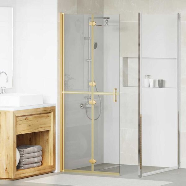 vidaXL Parete doccia Walk-in Oro e trasparente 80 x 190 cm