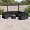 vidaXL Set Divani da Giardino 12 pz con Cuscini Nero in Polyrattan