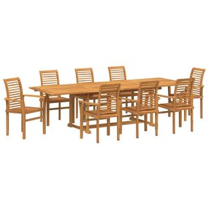vidaXL Set da Pranzo per Giardino 9 pcs Marrone Legno di teak solido