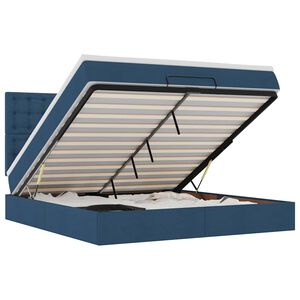 vidaXL Struttura Letto Pouf con Materasso Blu 180x200cm in Tessuto