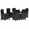 vidaXL Set da Pranzo per Giardino con cuscino 7 pcs Nero polyrattan
