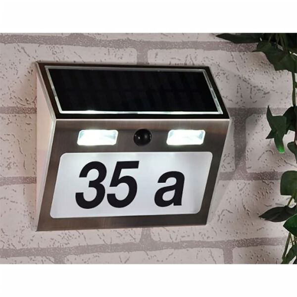 HI Numero Civico Illuminato a LED Solare Argento