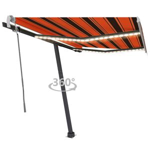 vidaXL Tenda da Sole Manuale con LED 300x250cm Arancione e Marrone