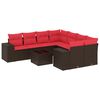vidaXL Set Divani da Giardino 9 pz con Cuscini Marrone in Polyrattan