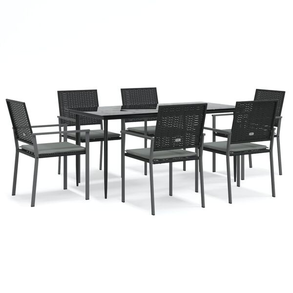 vidaXL Set Pranzo da Giardino 7 pz con Cuscini in Polyrattan e Acciaio