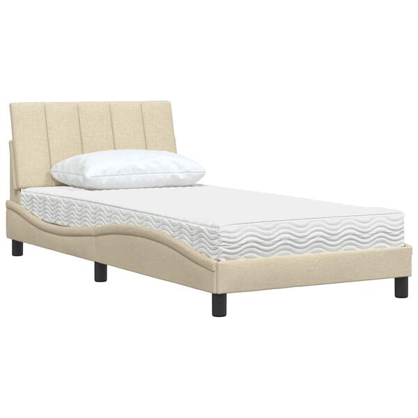 vidaXL Letto con Materasso Hanko Crema 100x200 cm in Tessuto