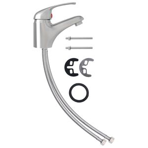 vidaXL Rubinetto Miscelatore Argento 13x10 cm