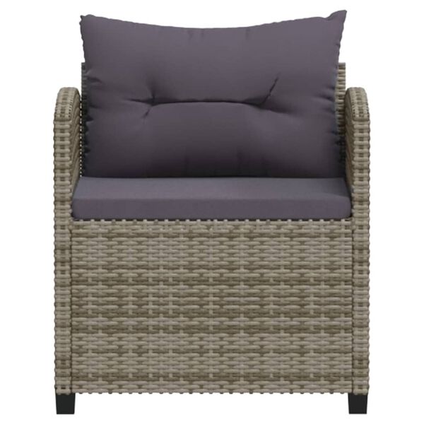 vidaXL Set Divani da Giardino 3 pz con Cuscini in Polyrattan Grigio