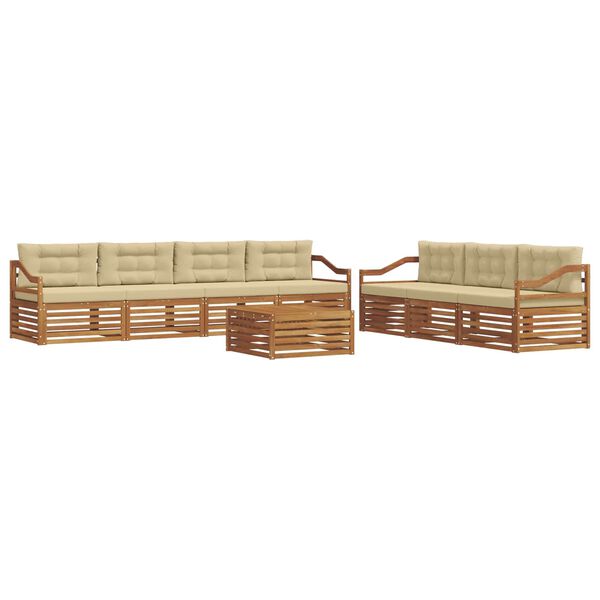 vidaXL Set di divani da esterno con cuscino 8 pcs Naturale e Beige