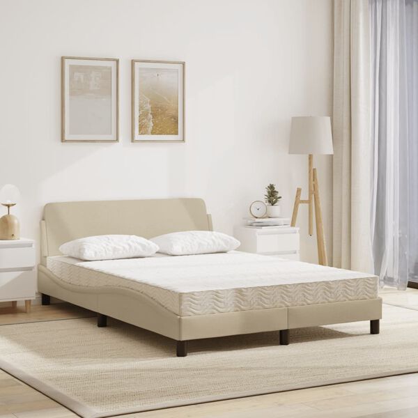 vidaXL Letto con Materasso Dover Crema 140x19 cm in Tessuto