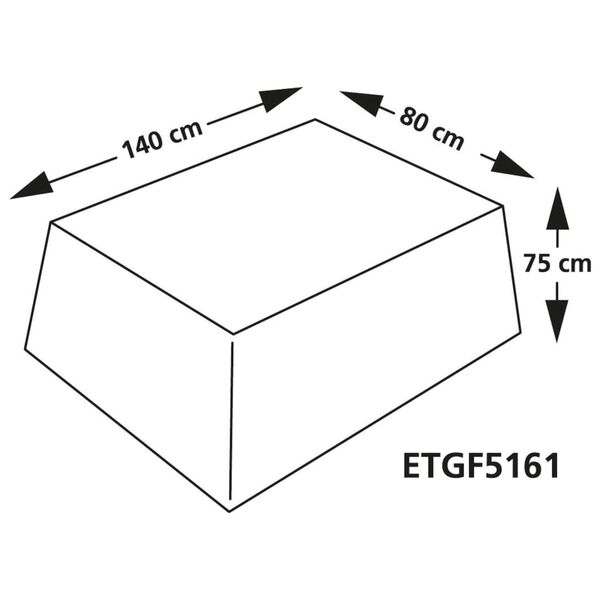 Eurotrail Telo di Copertura per Tavolo da Giardino 140x80x75 cm Grigio