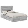 vidaXL Letto con Contenitore con testiera Grigio Sonoma 135 x 190 cm