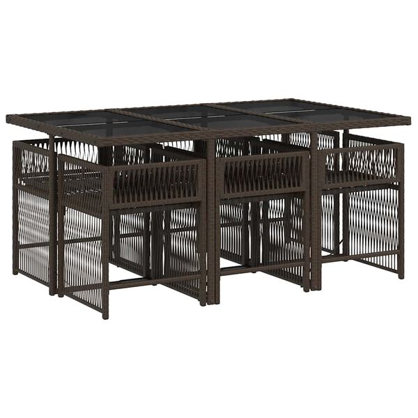 vidaXL Set da Pranzo da Giardino 7pz con Cuscini in Polyrattan Marrone