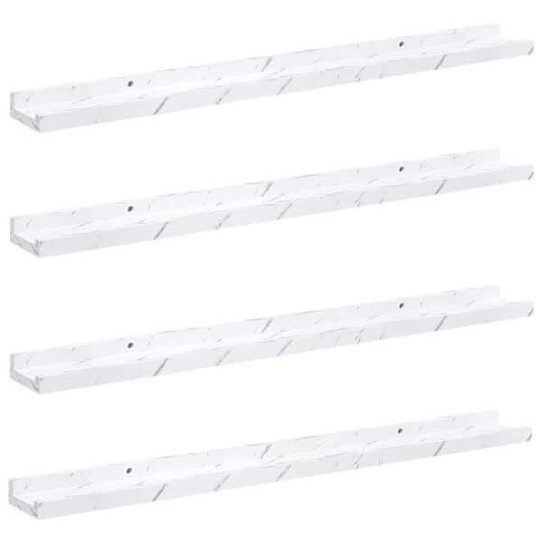 vidaXL Scaffale da parete 4 pcs Marmo Bianco 80 x 9 x 3 cm