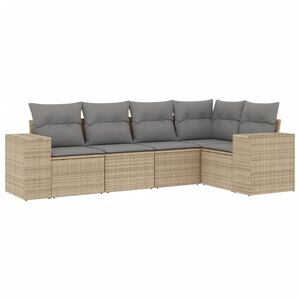 vidaXL Set Divano da Giardino 5 pz con Cuscini Beige in Polyrattan