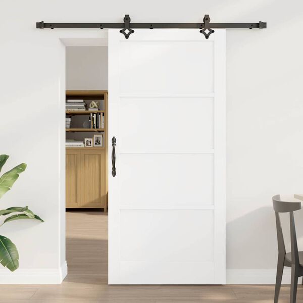 vidaXL Porta scorrevole Bianco e Nero 93 x 202 cm Pino massello