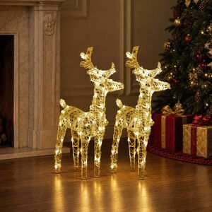 vidaXL Renne di Natale 2 pz Bianco Caldo 80 LED in Acrilico
