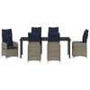 vidaXL Set da Pranzo per Giardino con cuscino 7 pcs Nero Poly Rattan