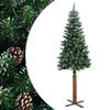 vidaXL Albero di Natale Sottile con Legno Vero e Neve Verde 150 cm