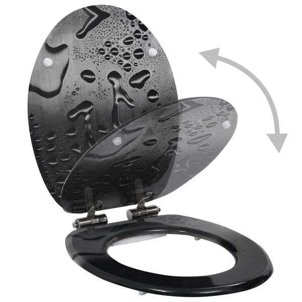 vidaXL Tavoletta WC Coperchio Chiusura Morbida MDF Goccia d'Acqua