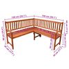 vidaXL Panca da Giardino ad Angolo con Cuscini 150 cm Massello Acacia