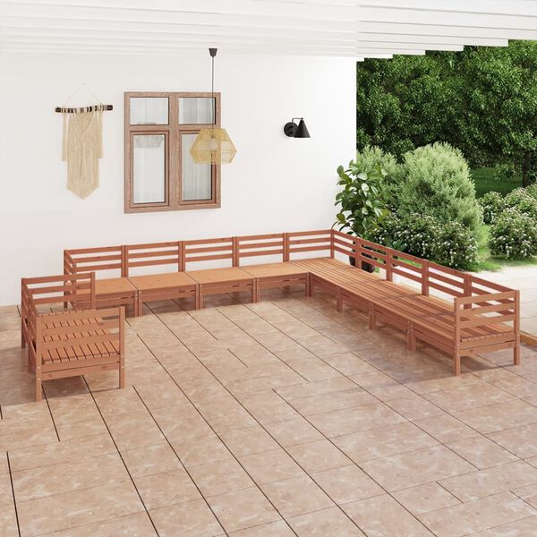 vidaXL Set Salotto da Giardino 11 pz in Legno Massello di Pino Ambra