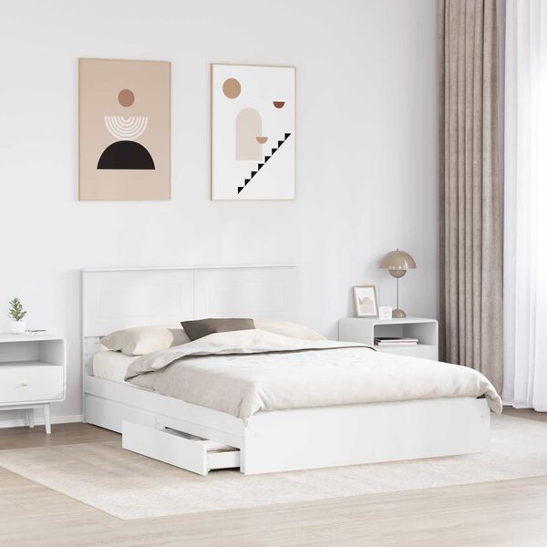 vidaXL Letto con Contenitore Bianco 150 x 200 cm Legno multistrato