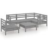 vidaXL Set Salotto da Giardino 6 pz in Legno Massello di Pino Grigio