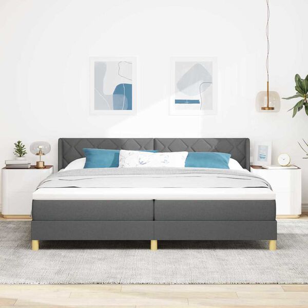 vidaXL Letto a molle con testiera Grigio scuro 200 x 200 cm Poliestere