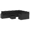 vidaXL Set Divani da Giardino 10pz con Cuscini in Polyrattan Nero