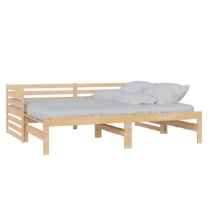 vidaXL Divano Letto Estraibile in Legno Massello di Pino 2x(90x200) cm