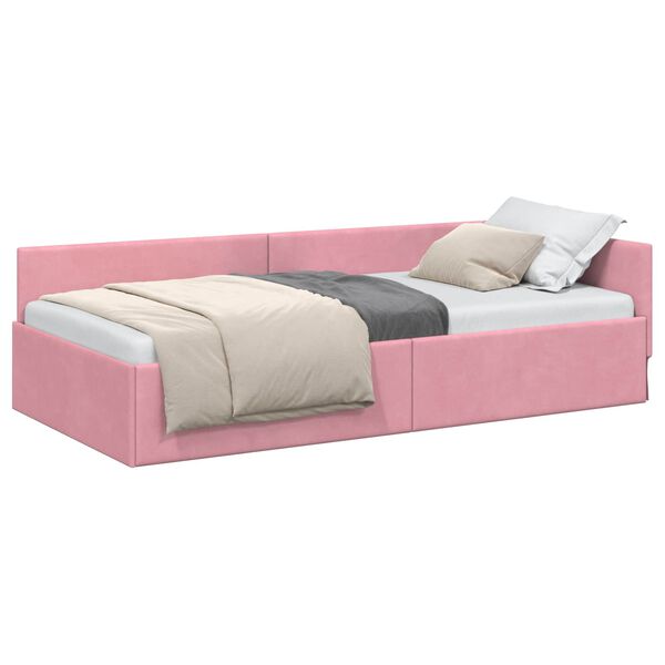 vidaXL Cornice del letto ad angolo Rosa 80 cm x 200 cm Velluto