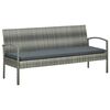 vidaXL Divano da Giardino a 3 Posti con Cuscini in Polyrattan Grigio