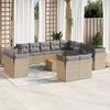 vidaXL Set Divano da Giardino 14 pz con Cuscini Beige Misto Polyrattan