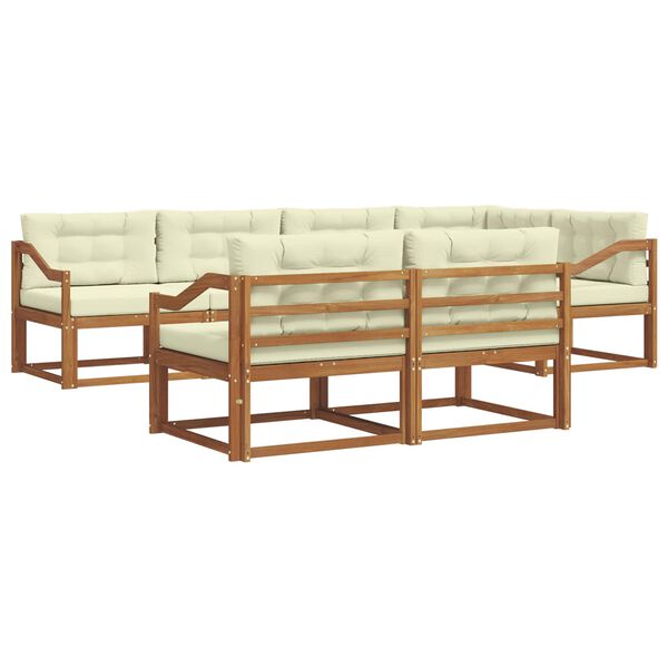 vidaXL Set di divani da esterno con cuscino 7 pcs Naturale e Crema