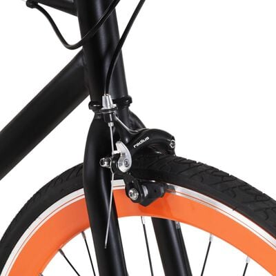 vidaXL Bicicletta a Scatto Fisso Nera e Arancione 700c 55 cm