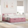 vidaXL Struttura Letto Pouf con Materassi Rosa 200x200 cm Velluto