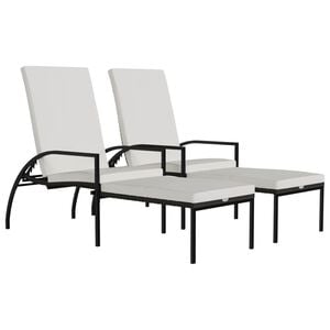 vidaXL Lettini Prendisole 2 pz con Poggiapiedi in Rattan PE Marrone