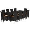 vidaXL Set da Pranzo da Giardino 11 pz con Cuscini in Polyrattan Nero
