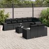 vidaXL Set Divani da Giardino 9 pz con Cuscini Nero in Polyrattan