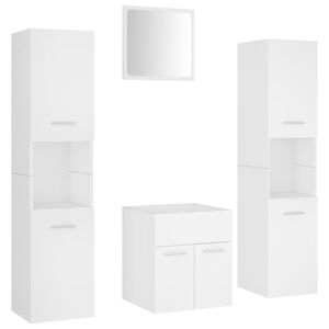 vidaXL Set Mobili da Bagno Bianco in Truciolato