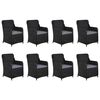 vidaXL Set da Pranzo da Giardino 9 pz in Polyrattan Nero