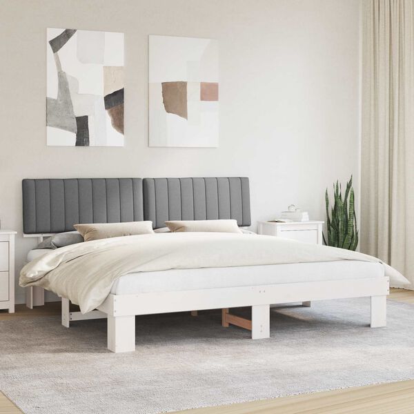 vidaXL Letto con Testiera Rivestita Grigio chiaro 200 x 200 cm