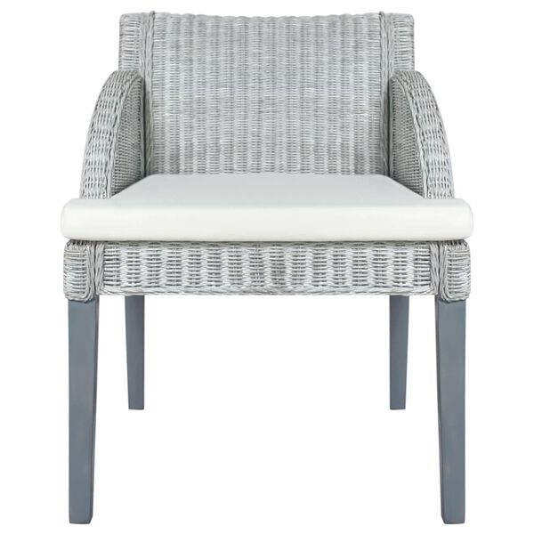 vidaXL Sedia da Pranzo con Cuscino Grigio in Rattan Naturale