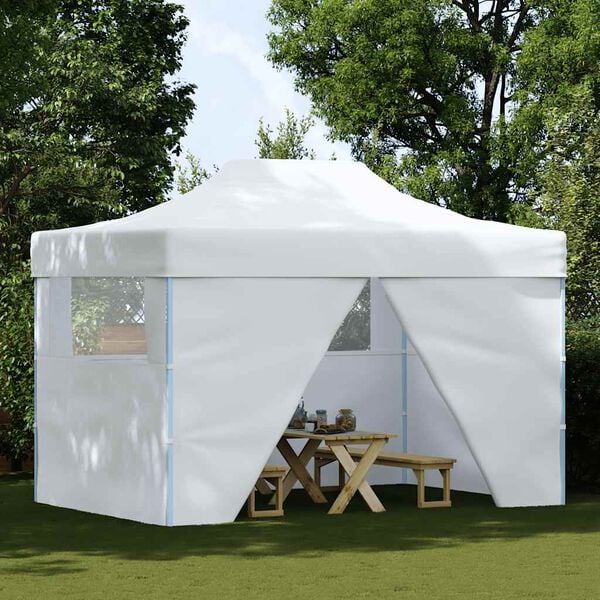 vidaXL Gazebo Professionale Pieghevole 4 Pareti 280x410x315 cm Acciaio Bianco