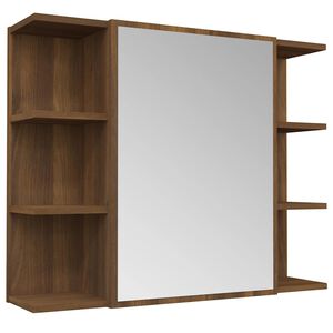 vidaXL Mobile da Bagno Specchio in Rovere Marrone 80x20,5x64 cm Legno